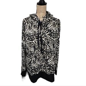 Jones new York Zebra Print Hooded Thumbhole sweatshirt Hoodie Plus‎ Size 2X New!